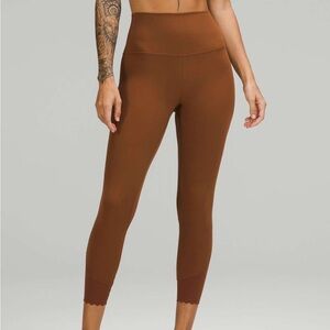 Lululemon Align Scalloped Hem High Rise Leggings 23” Roasted Brown sz 4